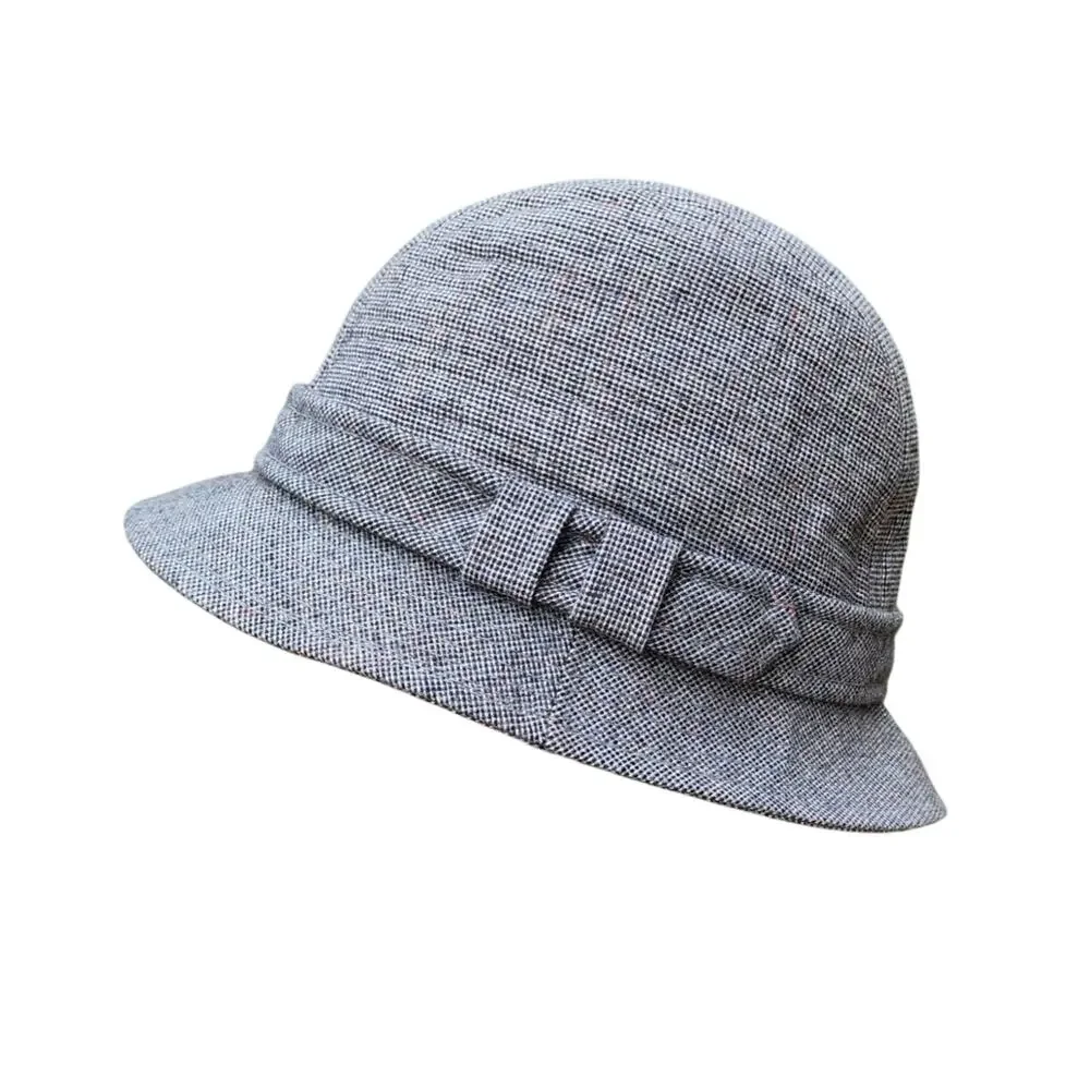 Vintage Black Tweed Cloche Bucket Hat L Quiet Luxury Equestrian Dark Academia - Picture 8 of 10